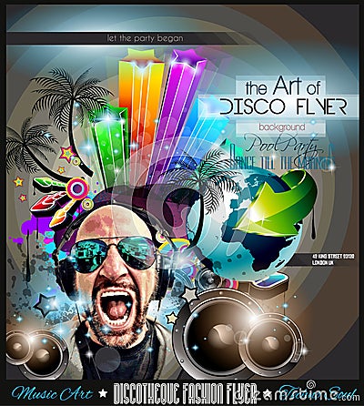 Club Disco Flyer Set with DJs and Colorful backgrounds Vector Illustration