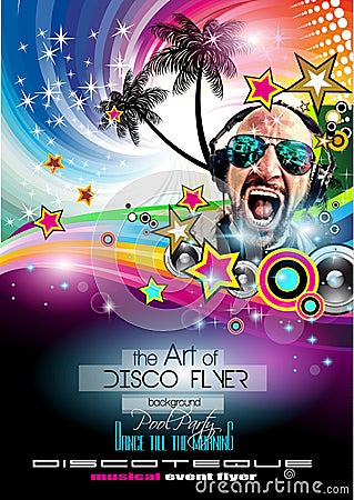 Club Disco Flyer Set with DJs and Colorful backgrounds Vector Illustration