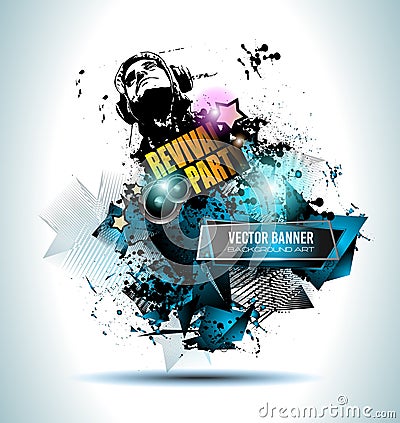 Club Disco Flyer Set with Music Elements and space for text Vector Illustration