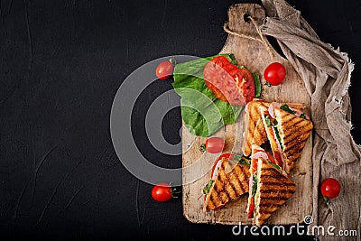 Club sandwich panini with ham Stock Photo