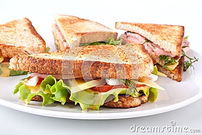 Club sandwich with toasted bread Stock Photo