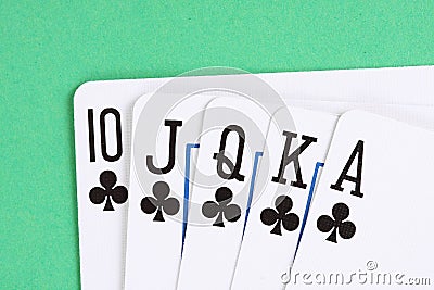 Clubs poker royal flush Stock Photo