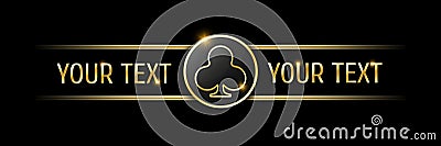 Clubs sign on round button. User interface ui ux element for mobile app or website. Casino or poker themed navigation bar on black Vector Illustration