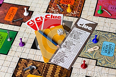 Clue board game 1972 Second Edition Editorial Stock Photo