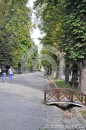 Cluj-Napoca RO, September 24th: Central Park Main Alley in Cluj-Napoca from Transylvania region in Romania Editorial Stock Photo