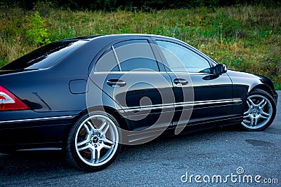 German luxurious limousine - black windows - sedan Editorial Stock Photo