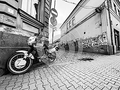 Retro scene outdoors in Cluj town Editorial Stock Photo