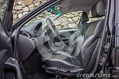 Bavarian well equiped car with elegant and luxurious interior. Editorial Stock Photo