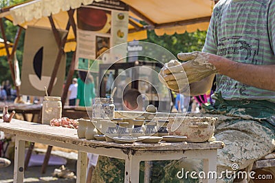 Tradesman Making Pots Editorial Stock Photo