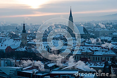 Cluj-Napoca skyline in the morning Stock Photo