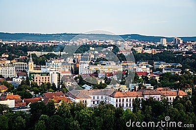 Aerial view over the Cluj city Editorial Stock Photo