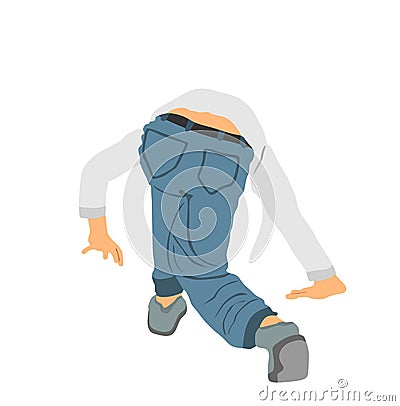 Clumsy man slipped on the slippery floor vector illustration isolated on white background. Boy fall down accident. Cartoon Illustration