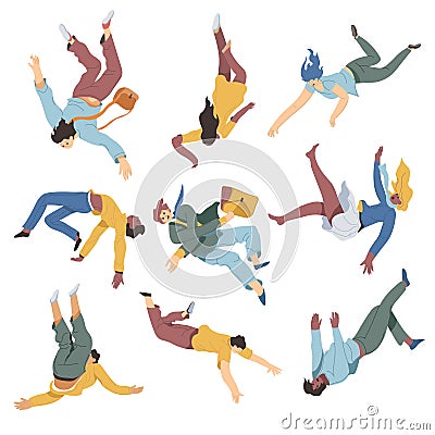 Clumsy people falling down by accident vector Vector Illustration