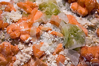 A cluster of Apophyllite and Stilbite Zeolite crystals Stock Photo