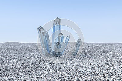 A cluster of blue magic crystal gather together, 3d rendering Stock Photo