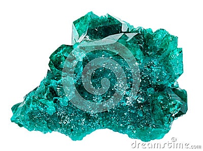 cluster of dioptase mineral isolated on white Stock Photo