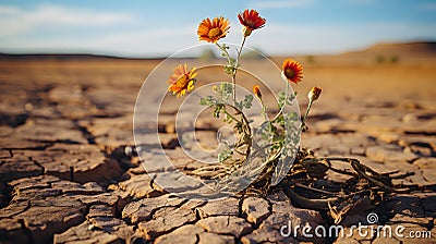 A cluster of drought-resilient flora stands amidst a parched landscape, their tenacity a symbol of life's adaptability Stock Photo