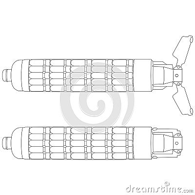 cluster munition, cluster bomb, submunition bomb a form of air dropped or ground-launched explosive weapon contour lines drawn Stock Photo