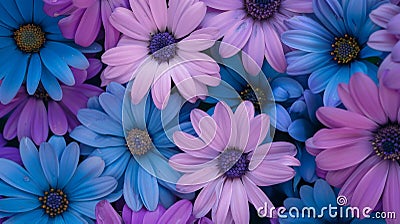 Cluster of Purple and Blue Flowers Stock Photo