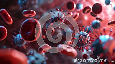 Cluster of Red and Blue Blood Cells Stock Photo