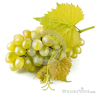 Cluster white grapes with leaf Stock Photo