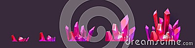 Clusters of pink shining gemstone crystals Vector Illustration