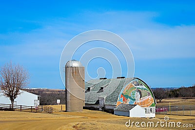 Barn With Mural of Water Cycle Editorial Stock Photo