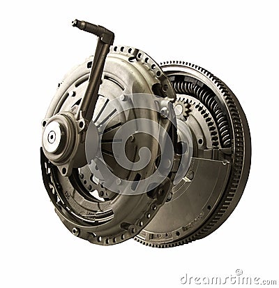 Clutch assembly kit with flywheel isolated Stock Photo