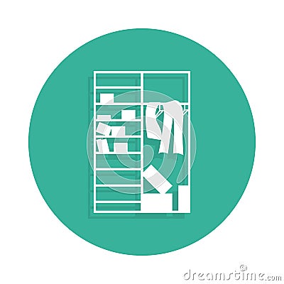 Clutter in the closet icon in Badge style with shadow Stock Photo