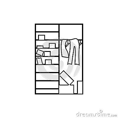 Clutter in the closet icon. Element of chaos for mobile concept and web apps icon. Thin line icon for website design and Stock Photo