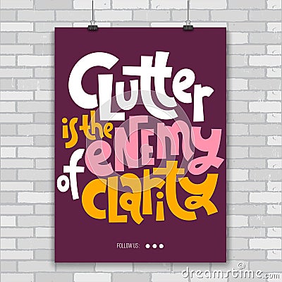 Decluttering quotes lettering Vector Illustration