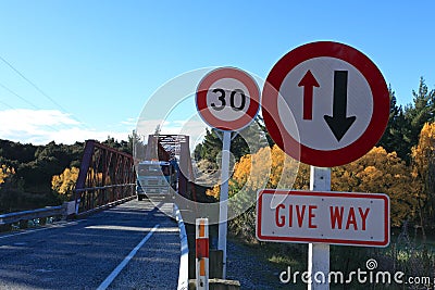 Clyde Bridge on the Clutha River,South Island New Zealand. Editorial Stock Photo