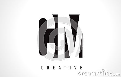 CM C M White Letter Logo Design with Black Square. Vector Illustration