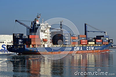 CMA CGM Aristote inbound Rotterdam Editorial Stock Photo