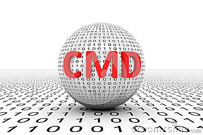 CMD conceptual sphere binary code 3d Cartoon Illustration