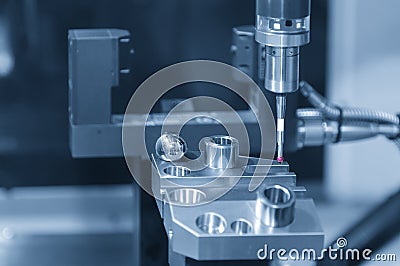 The CMM probe attach on the CNC milling machine Stock Photo