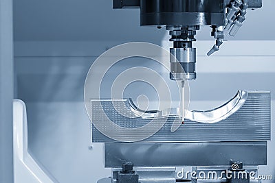 The CMM probe attache on the CNC milling machine of measuring the mold part. Stock Photo