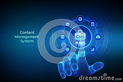 CMS. Content Management System concept. Website and document management, web development, and digital solutions. Data integration Vector Illustration