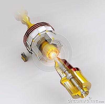 Cms detector. Compact Muon Solenoid. It is a Particle physics detectors built on the Large Hadron Collider. Cern Stock Photo