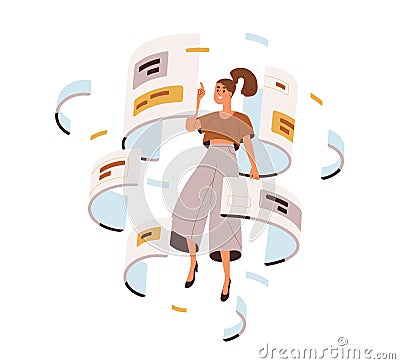 CMS development process concept. Work with content management system. Abstract software administration. Online Vector Illustration