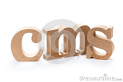 CMS Wood Alphabet Content Management System Stock Photo