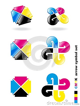 CMYK arrow symbol set. Vector Illustration