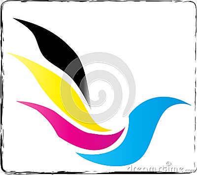 CMYK bird Vector Illustration