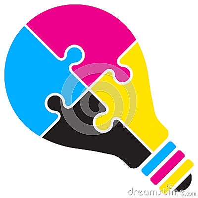 Cmyk bulb puzzle logo Vector Illustration