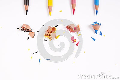 Cmyk color pencils on white background Stock Photo