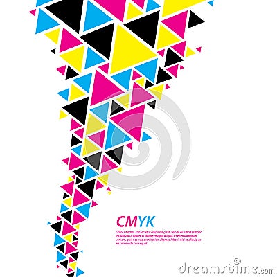 CMYK color profile. Abstract triangle flow - twister in cmyk col Vector Illustration