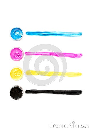 CMYK colored paints Stock Photo