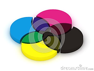 CMYK colors crossing Cartoon Illustration