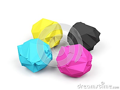 Cmyk concept on white. 3d rendering Stock Photo