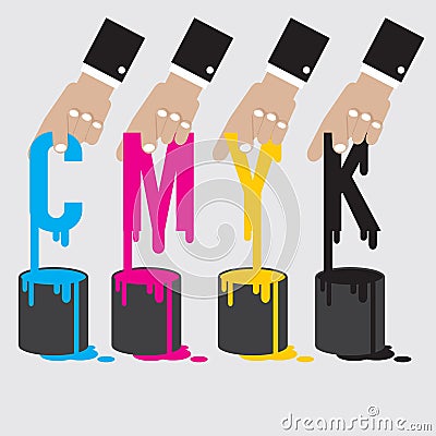 CMYK - Cyan Magenta Yellow And Black The Offset Printing Vector Illustration